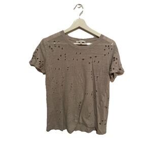 IRO Women's Hole Linen T-Shirt In Clay‎ Small ($150)